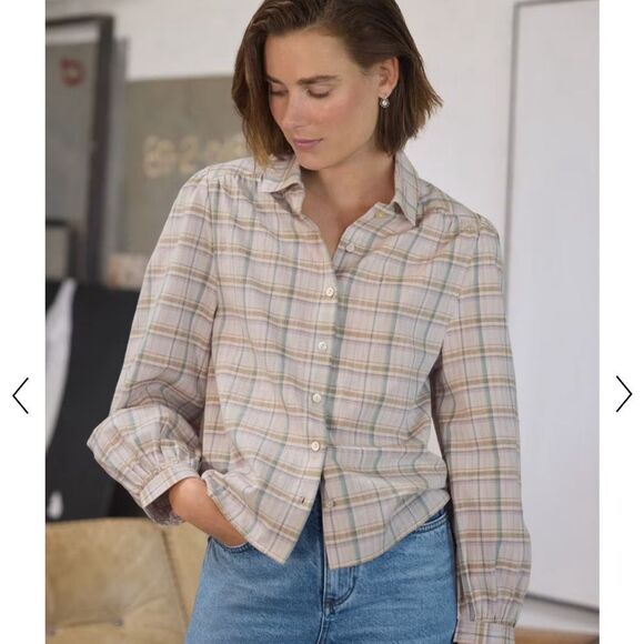 Wrap London Plaid long sleeve Button-Up relaxed fit Shirt- EUC- size4 - Picture 15 of 16